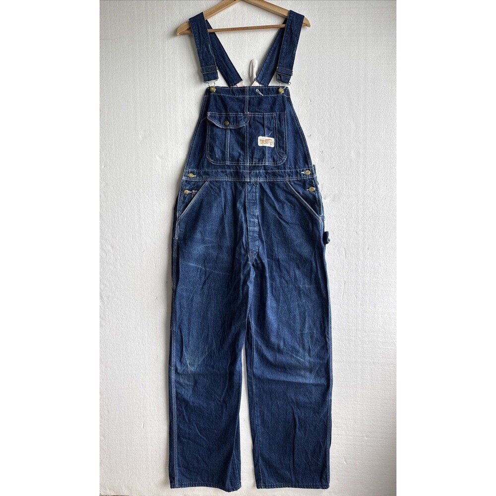 VTG 90's Red Camel Overalls Mens 36x32 Blue Denim Carpenter Bib Work Wear
